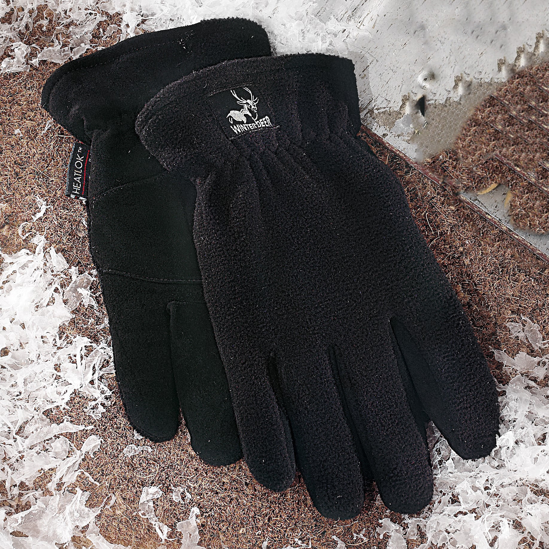 WARM Winter Heat-Lock Heatlok Insulated Gloves-Black-Tan-WOMEN Large-Size 8 