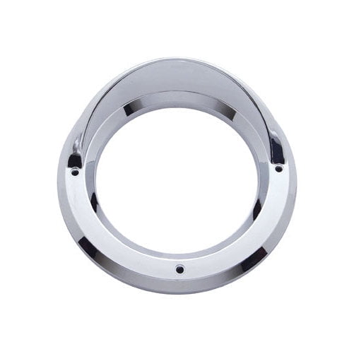 (2) Round Chrome Visor Bezels / Covers 4" Grommet Mounted LED Stop Tail Lights