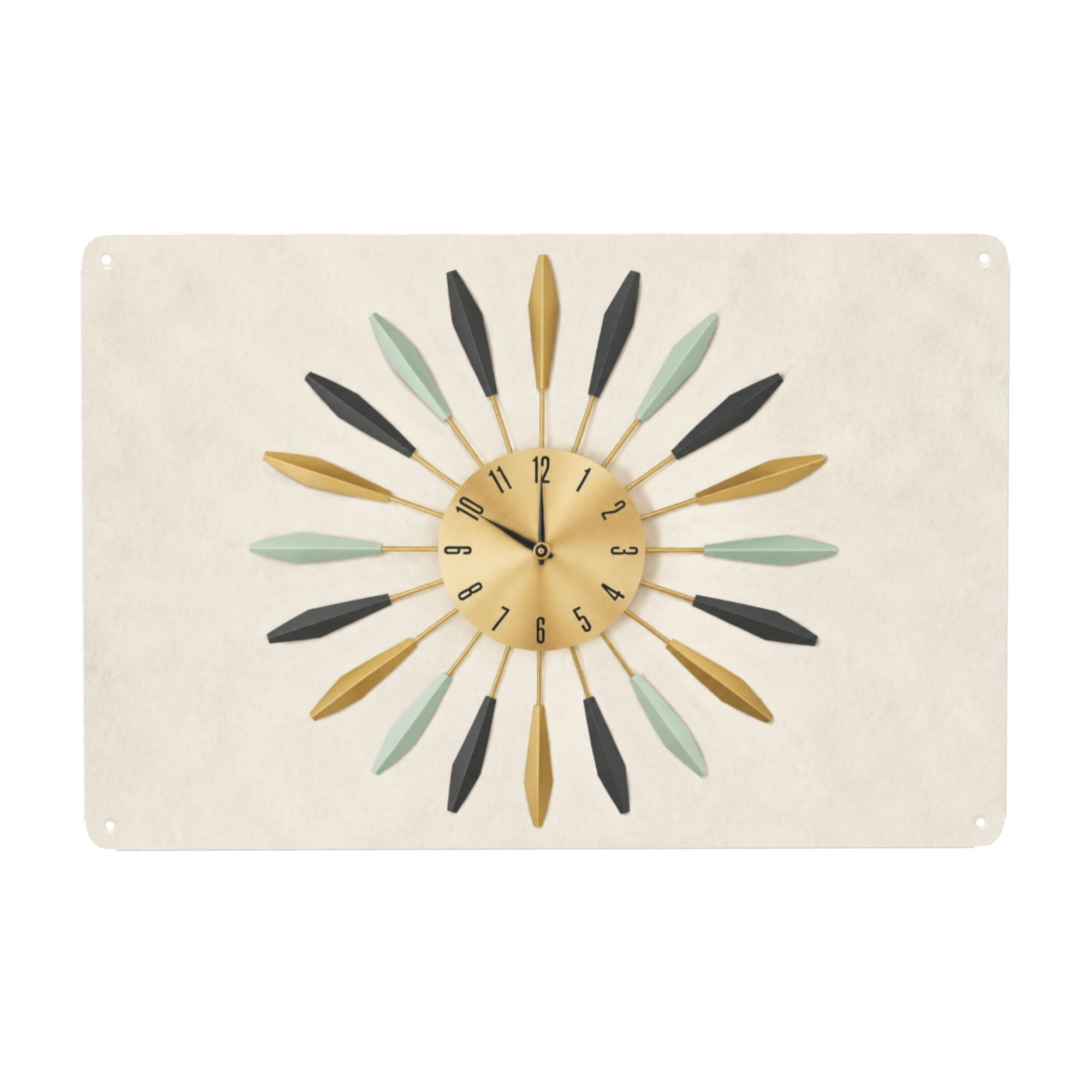 Mid-Century Modern Metal Wall Clock Decor 8x12 Inch for Home Vintage Style