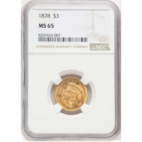 1878 $3 Three Dollar Gold  Coin NGC MS65 - HAT768214025