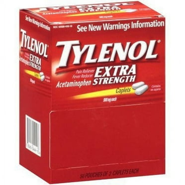 Tylenol Extra Strength 50 Pouches of 2 Caplets Each