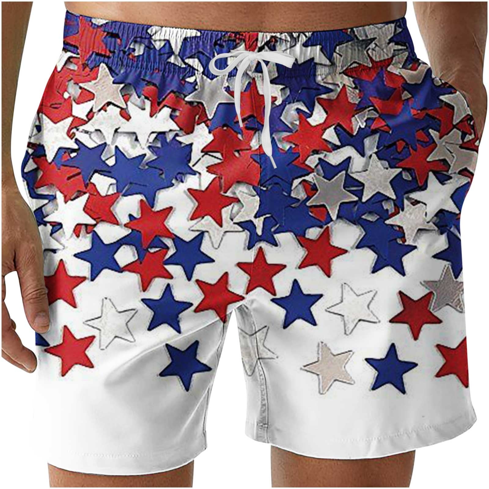 American Flag Board Shorts Men 2023,Summer Big and Tall Swim Trunks