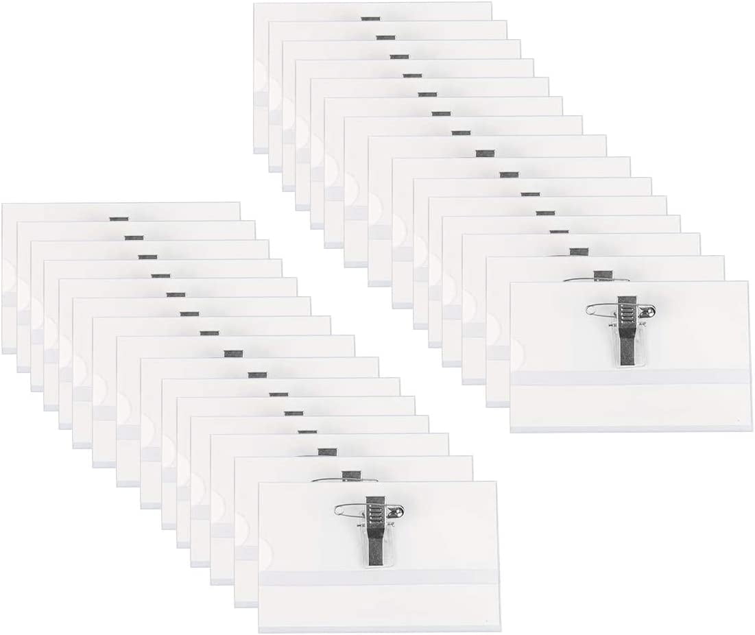 ID Name Badge Holders, Clear Waterproof Plastic Card Sleeves (Name