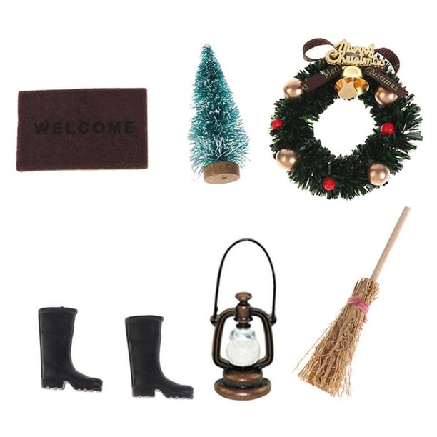 Escenas navideñas para casa de muñecas a escala 1/12, accesorios para micro paisajes, decoración navideña, bricolaje, hadas Estilo 1
