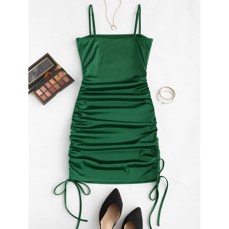 green emerald velvet dress Dylan & Davids Long Spaghetti Strap Cocktail Dress – The Dress Outlet main image 0