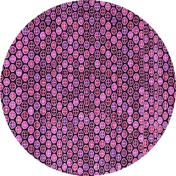 Ahgly Company Indoor Round Abstract Pink Modern Area Rugs, 8' Round