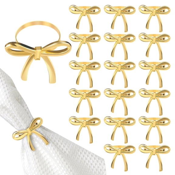 18Pcs Bow Napkin Ring Metal Napkin Ring Holder for Dinner Parties Wedding Banquet Table Setting Family Gatherings Table Decoration