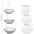 thumbnail image 2 of 3-Layer Hanging Fruit Basket Metal Vegetable Basket With Ceiling Hook Fruit Net Hanging Hanging Kitchen Basket Fruit Hanging Basket Kitchen For Keeps Fruits And Vegetables Fresh, 2 of 7