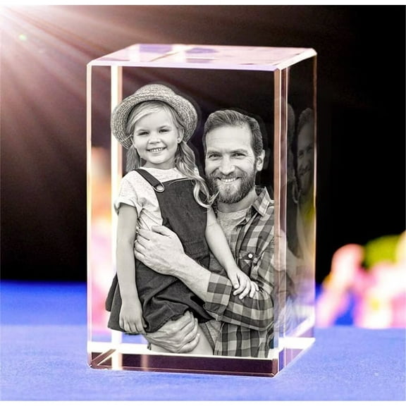 AISENIN 3D Crystal Photo Personalized Christmas Day Gifts With Your Own Photo for Mom Dad Engraved 3D Crystal Picture Customized Gift for Birthday Wedding Anniversary Memorial Day
