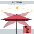 thumbnail image 4 of Outsunny 9ft Solar Patio Umbrella with LED Lights Tilt Canopy, Wine Red, 4 of 10