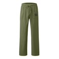 thumbnail image 3 of Baqcunre Linen Pants Womens Printing Casual Loose Pants With Pockets Elastic High Waist Paper Bag Pants Linen Pants Sweatpants Womens Pants Army Green L, 3 of 4