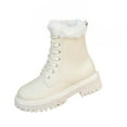 thumbnail image 2 of Wowcloth Women's British Style Snow Boots – Lace-Up Platform Mid Heel with Fuzzy Fleece Lining for Winter Fashion, 2 of 9