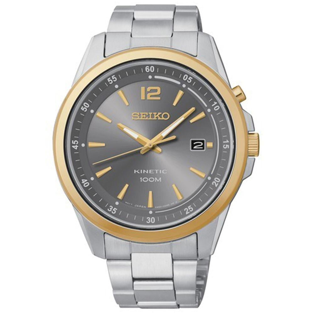 Seiko Men's Kinetic Watch SKA785 with Black Dial, Stainless