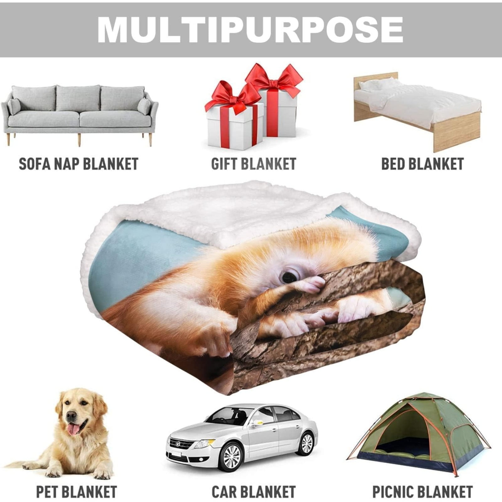 50" x 60"Animal Print Fleece Throw Blankets for Couch Sofa Bed, Manatee Family Sherpa Blanket, Super Soft Warm and Lightweight