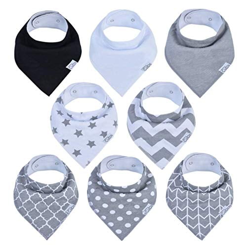 Bears & Whales Teething Premium Unisex 5-Pack Extra Large Baby Bibs for Boys and Girls by KiddyStar Drooling Baby Shower Gift for Feeding Organic Cotton Toddler Bibs Adjustable 5 Positions 