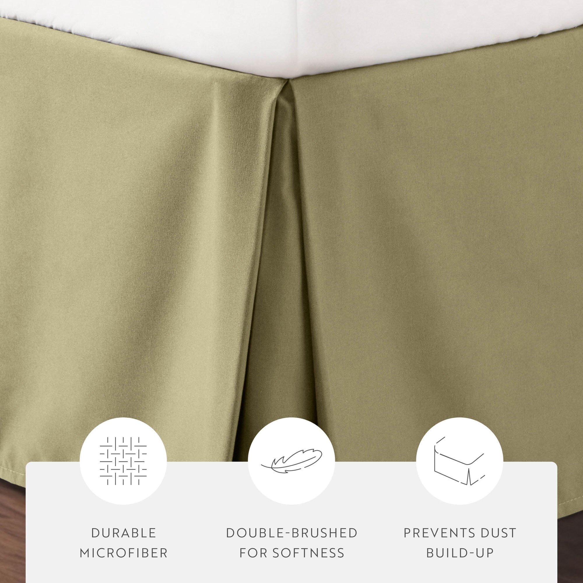 Noble Linens Sage Pleated Dust Ruffle Bed Skirt, Queen