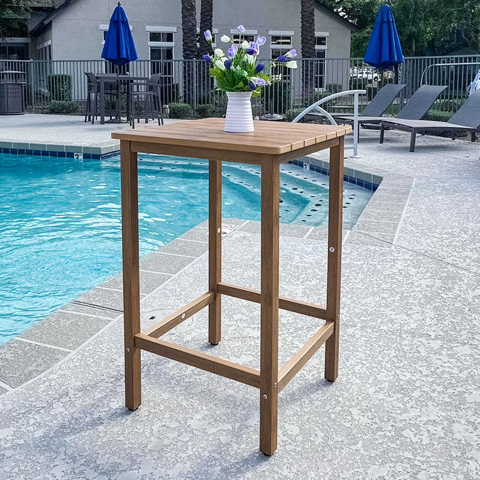 DWVO Patio Bar Table, Water Resistant Pub Bar Height Table for Tall