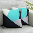 thumbnail image 3 of Leisuo Teal Pillow Cover Geometry White Stripes Square Throw Pillow Cover for Kids Bedroom Decor Modern Chic Decorative Reversible Print Cushion Cover 18\x18\, 3 of 5