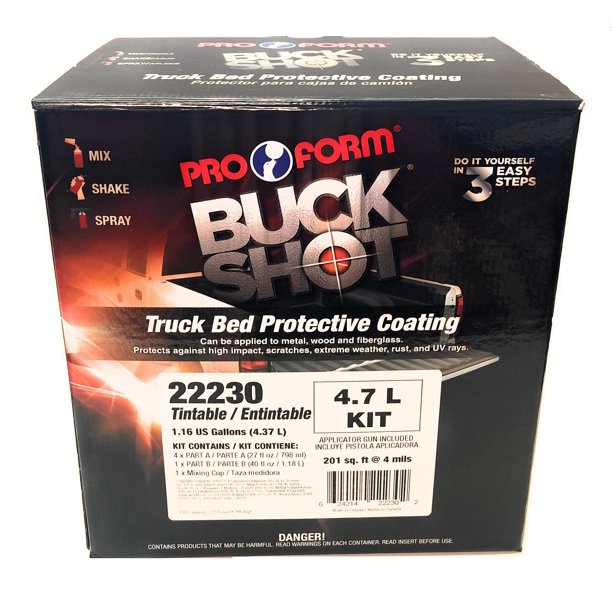 BUCK SHOT TRUCK BED LINER TINTABLE w/ FREE SPRAY GUN 1.16 US GAL, 4