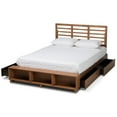 thumbnail image 4 of Bowery Hill Modern 4-Drawer Wood King Size Platform Storage Bed in Ash Walnut, 4 of 12