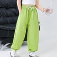 thumbnail image 6 of Gubotare Boys Girls Cotton Linen Pants Child Basic Plain Solid Trousers Big Kids Elastic Waist Long Pants Bloomers Size 15-16 (Green,15-16 Years), 6 of 6