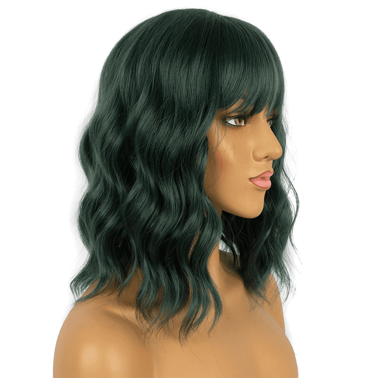 NEW Shoulder Length Wavy Wig Synthetic Bob Hair Medium Wavy Bob Black Lace Front Synthetic Hair Wig LF406 main image 2