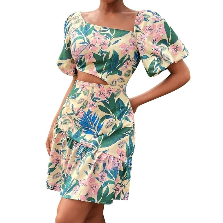 ASEIDFNSA Short Sleeve Dress for Women Cute Short Dresses Elastic