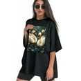 thumbnail image 3 of Plus Size Shirt for Women Black Tops for Women Short Sleeves Shirt for Women Swans T Shirt Oversized Shirt for Women S, 3 of 5