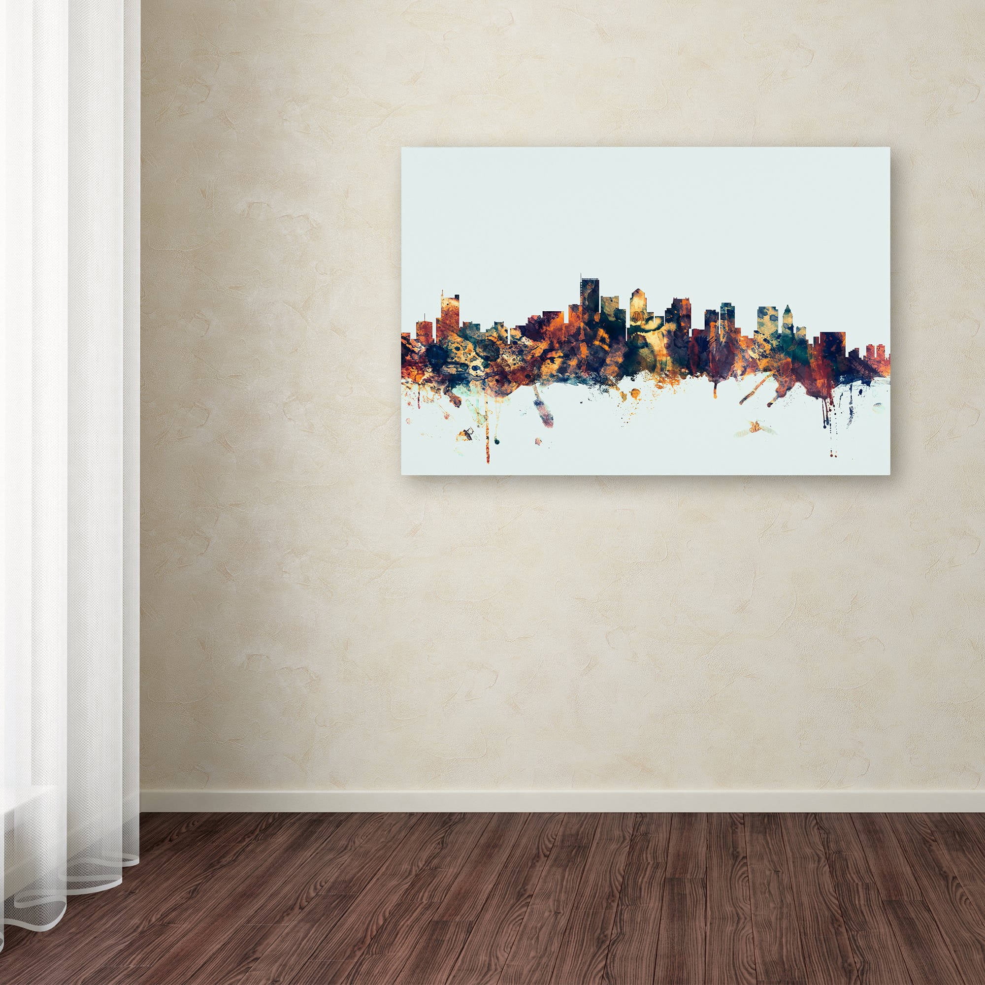 Trademark Fine Art "Boston MA Skyline Blue" Canvas Art by Michael Tompsett