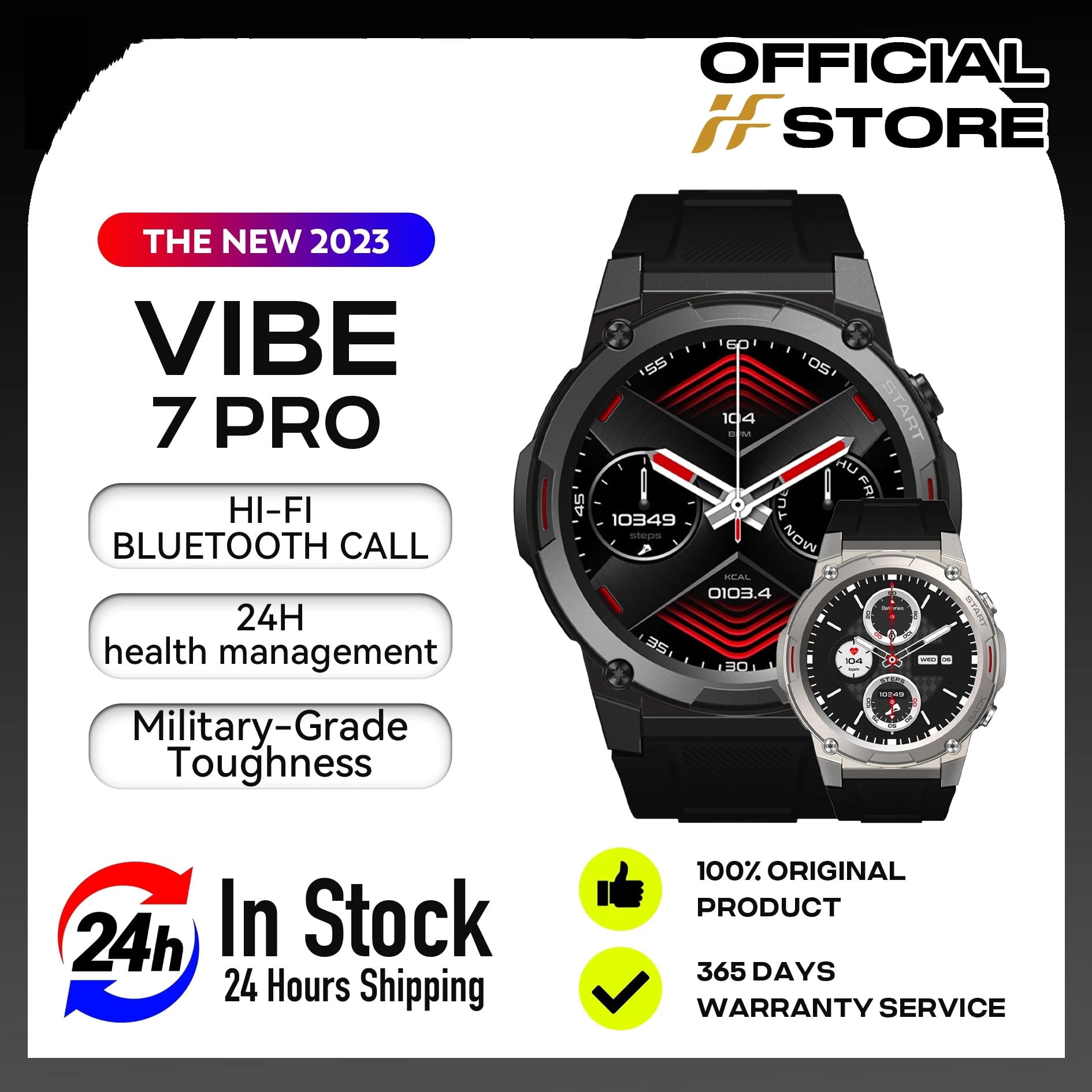 Zeblaze Vibe 7 Pro Smart Watch 1.43'' AMOLED Display, Hi-Fi Bluetooth Phone Calls, Military-grade Toughness