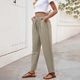 thumbnail image 5 of Wutalume Women's High Waist Linen Wide Leg Pants, Loose Casual Trousers with Slimming Effect for Summer, Breathable Lightweight,Ideal for Beach and City,Khaki XL, 5 of 8