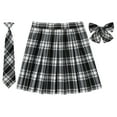 thumbnail image 2 of Hessimy Girls Pleated Mini Skirt High Waist Tennis School Uniform Skirts 2-17 Years Candy Color Dopamine Tennis Skirt Badminton Skirt (Black,XL), 2 of 3