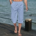thumbnail image 6 of Kmdttou Capri Pants for Mens Fashion Summer Drawstring Elastic Waist Casual Solid Color Capris Pants on Clearance, 6 of 6