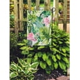 thumbnail image 2 of SIDONKU Tropical Flamingo Watercolor Tropic Drawing Rose Bird and Greenery Palm Tree Green Exotic Flower Aloha Garden Flag Decorative Flag House Banner 28x40 inch, 2 of 2