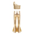 thumbnail image 2 of TSSOE Girls 2-piece Hip Hop Dance Set for Girls Sequined Crop Top with Bell-Bottom Pants Outfits for Jazz Cha Cha Stage Show Gold 16, 2 of 7