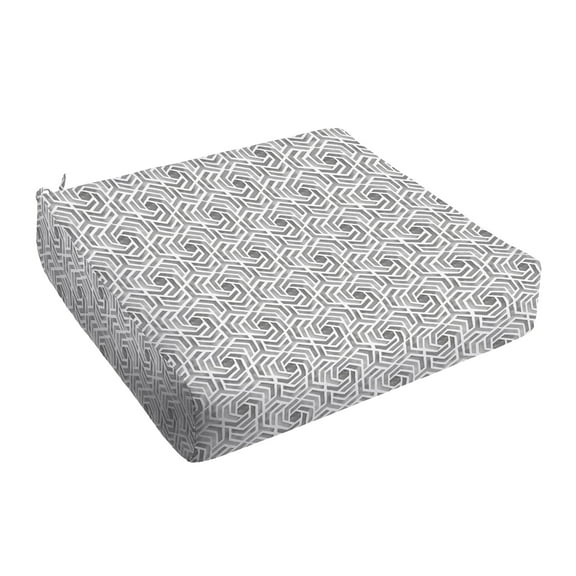 Sorra Home Grey and White Geometric Indoor/Outdoor Deep Seating Cushion, Round Front