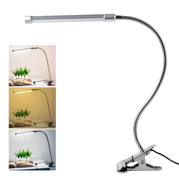 Lampe de bureau à pince USB, 3 couleurs et 10 luminosité réglables