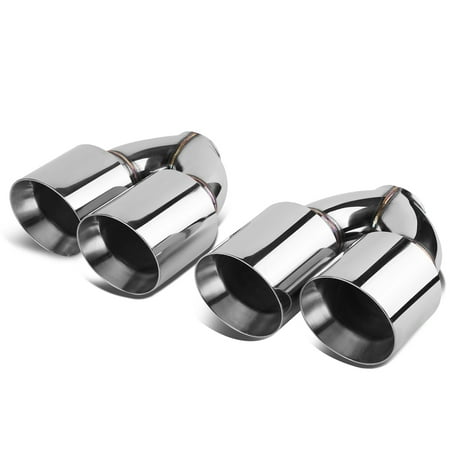 - Universal Direct Fit Round Cut Dual Outlet Exhaust Muffler Tips Fits over 2.5