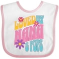 thumbnail image 3 of Inktastic Nana and Pops Love Me Retro Flowered Girls Baby Bib, 3 of 4