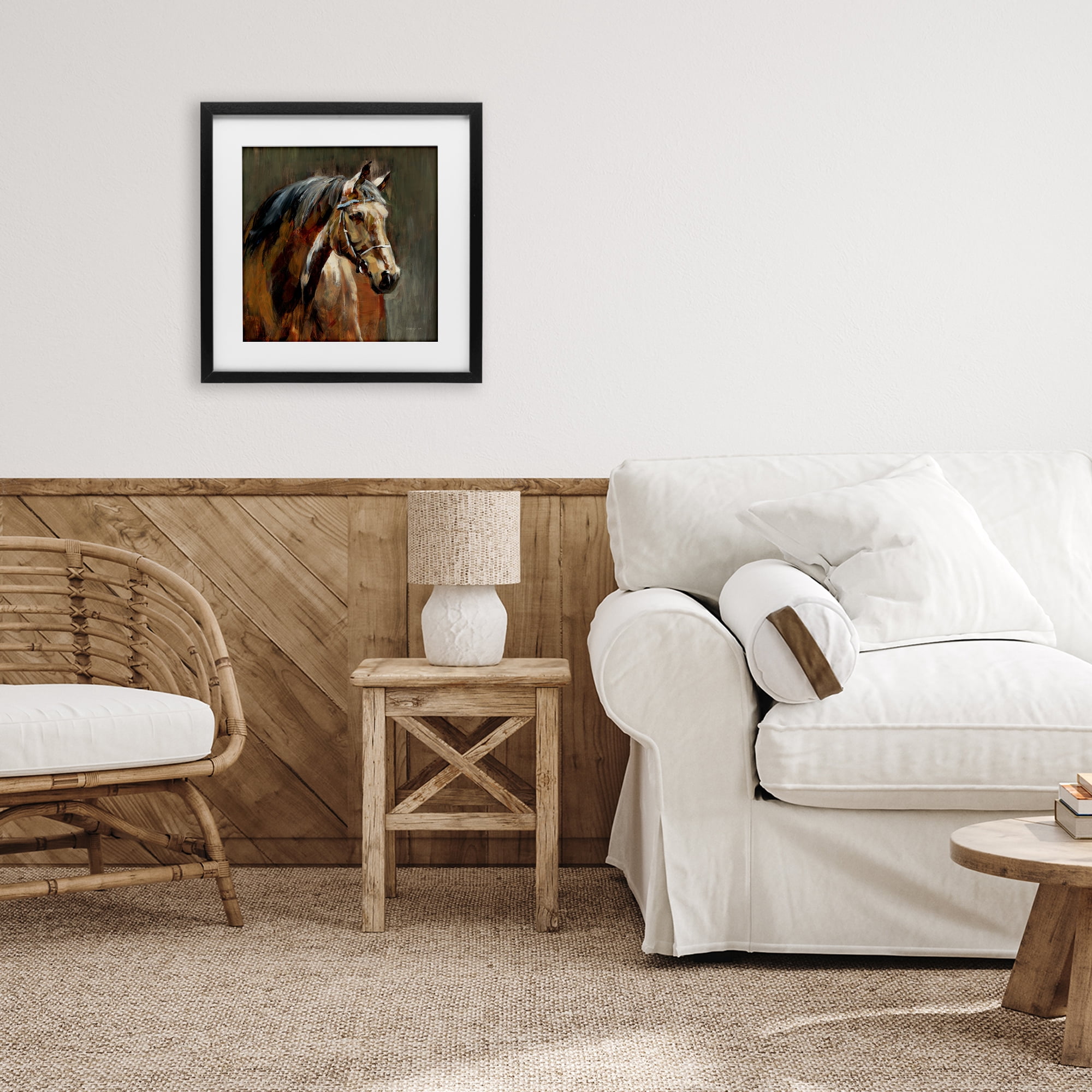 Stupell Industries Horse in Stable at Dusk Black Framed Print Under Glass, design by Danhui Nai