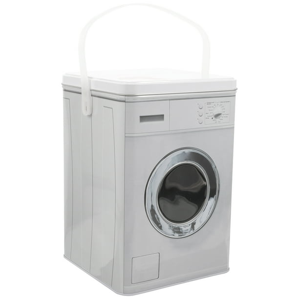 Caja de lavandería en polvo con forma de lavadora, contenedor de detergentes en polvo, soporte de almacenamiento para detergente en polvo