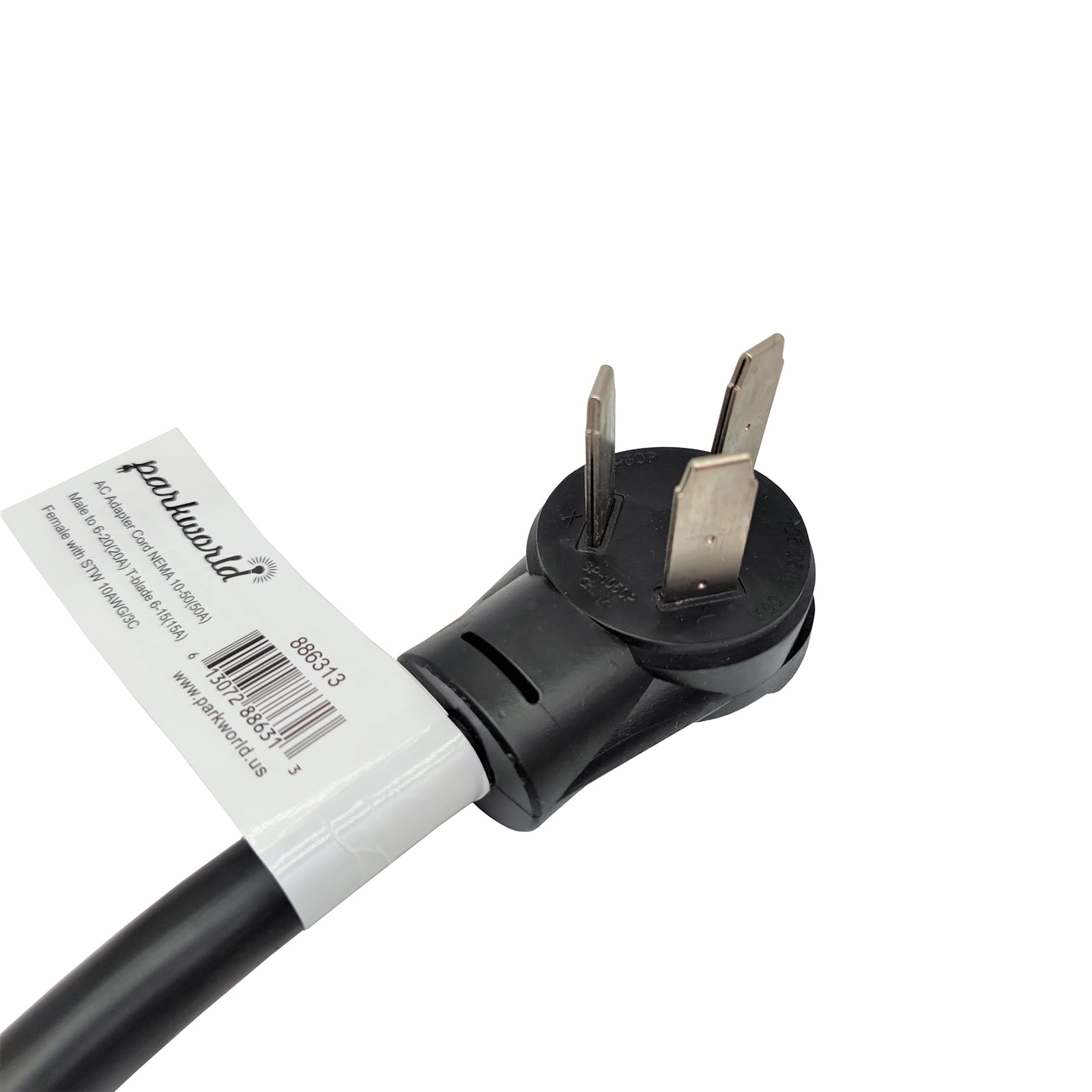Parkworld 886313 Dryer 10-50 Plug Male to Kitchen 6-20 Receptacle T-Blade (6-15R) Female Adapter Cord (3FT)