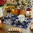 thumbnail image 3 of mubwai Navy Blue Snowflakes Winter Placemats Set of 4, 12x18 Inch Christmas Table Mats for Party Kitchen Dining Decoration, 3 of 7