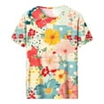 thumbnail image 4 of Perfectbot Shirts for Women Relaxed Summer Vintage Crew Neck Short Sleeve Floral Print Tees ,S-5XL, 4 of 5