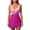 Hot Pink, variant on Women One Piece Swimsuit V Neck Ruched Tank Swim Dress Scalloped Hem Soft Stretchy Fabric Bathing Suit Black L
