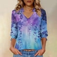 thumbnail image 2 of Camisetas Casuales de Mujer Cuarto de Manga Vacaciones de Verano Camisetas de Cuello en V de las Mujeres para Viajes Diarios, 2 of 6