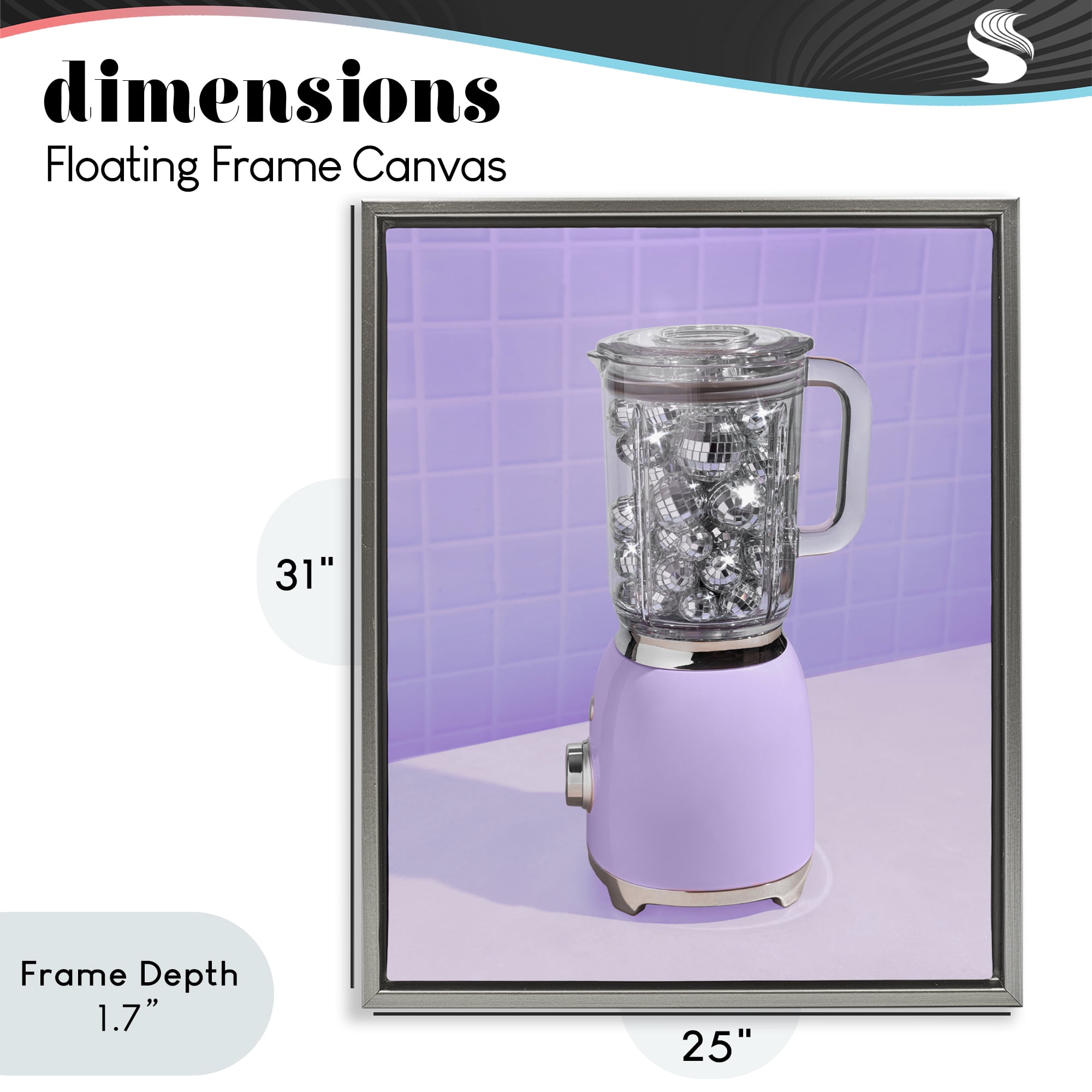 Stupell Industries Disco Drink Blender over Purple Gray Framed Floater Canvas Wall Art, design by LISH Creative