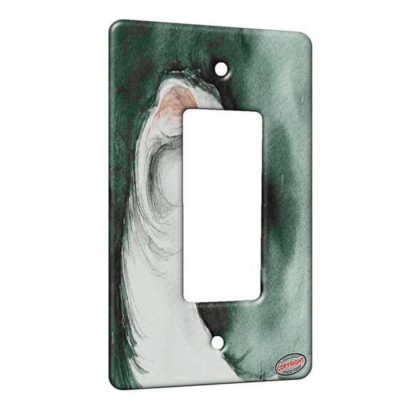 KuzmarK™ 1 Gang Rocker Wall Plate - White Long Haired Whippet Sighthound Abstract Dog Art by Denise Every
