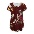 thumbnail image 4 of Warop Women's Loose Fit Blouse with Ruffle Detail and Irregular Print, Short Sleeve Round Neck, Adjustable Button Closure for Casual Daily Wear, 4 of 6