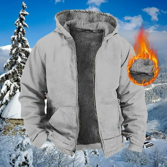 EGNMCR Jackets for Men Veste à Capuche en Molleton Chaud à Manches Longues pour Homme